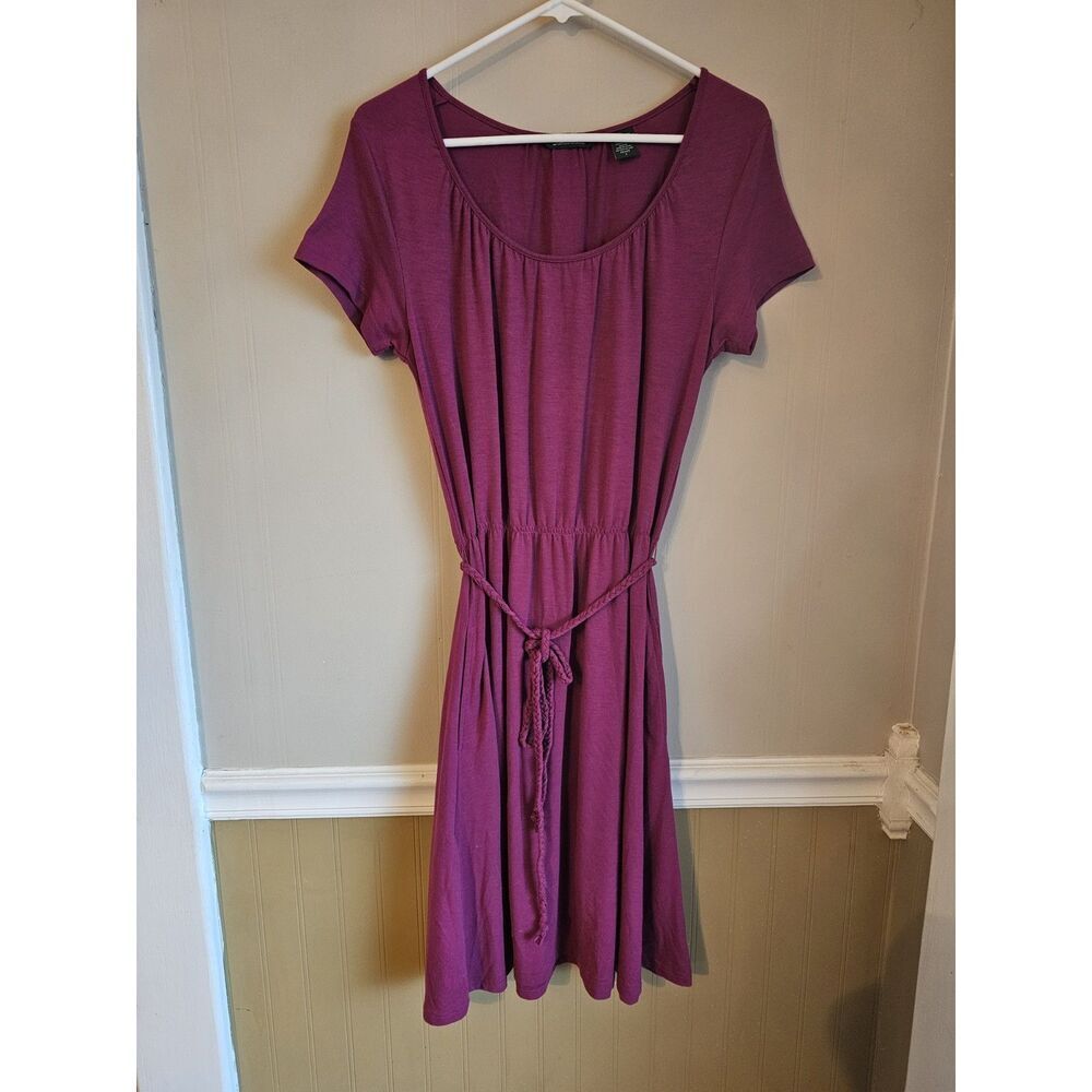 Eddie Bauer Athletic Casual Short Sleeve‎ Dress Petite Small Braided Tie Waist
